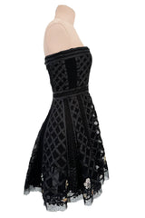 Prettiest 2010s Christian Dior Strapless Dress w Embroidered Flowers & Ribbon