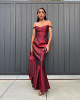 Magnificent Rare Fall 2000 John Galliano Deep Burgundy Red Silk Taffeta Corset Dress w Extended Panel