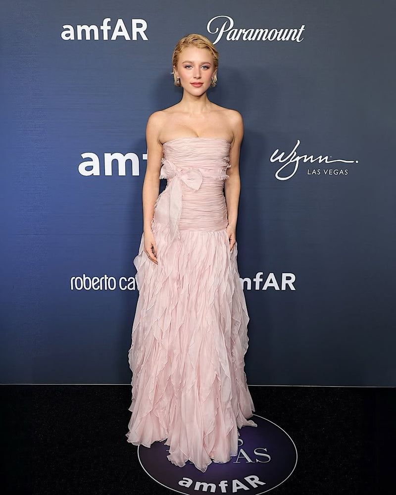 Spring 2007 Valentino Runway Look 57 Runway Pale Pink Silk Chiffon Ruffle Dress