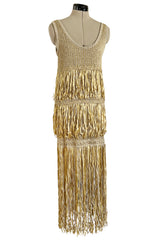 Dreamiest Cruise 2011 Chanel by Karl Lagerfeld Gold Ribbon & Metallic Gold Cord Knit Dress