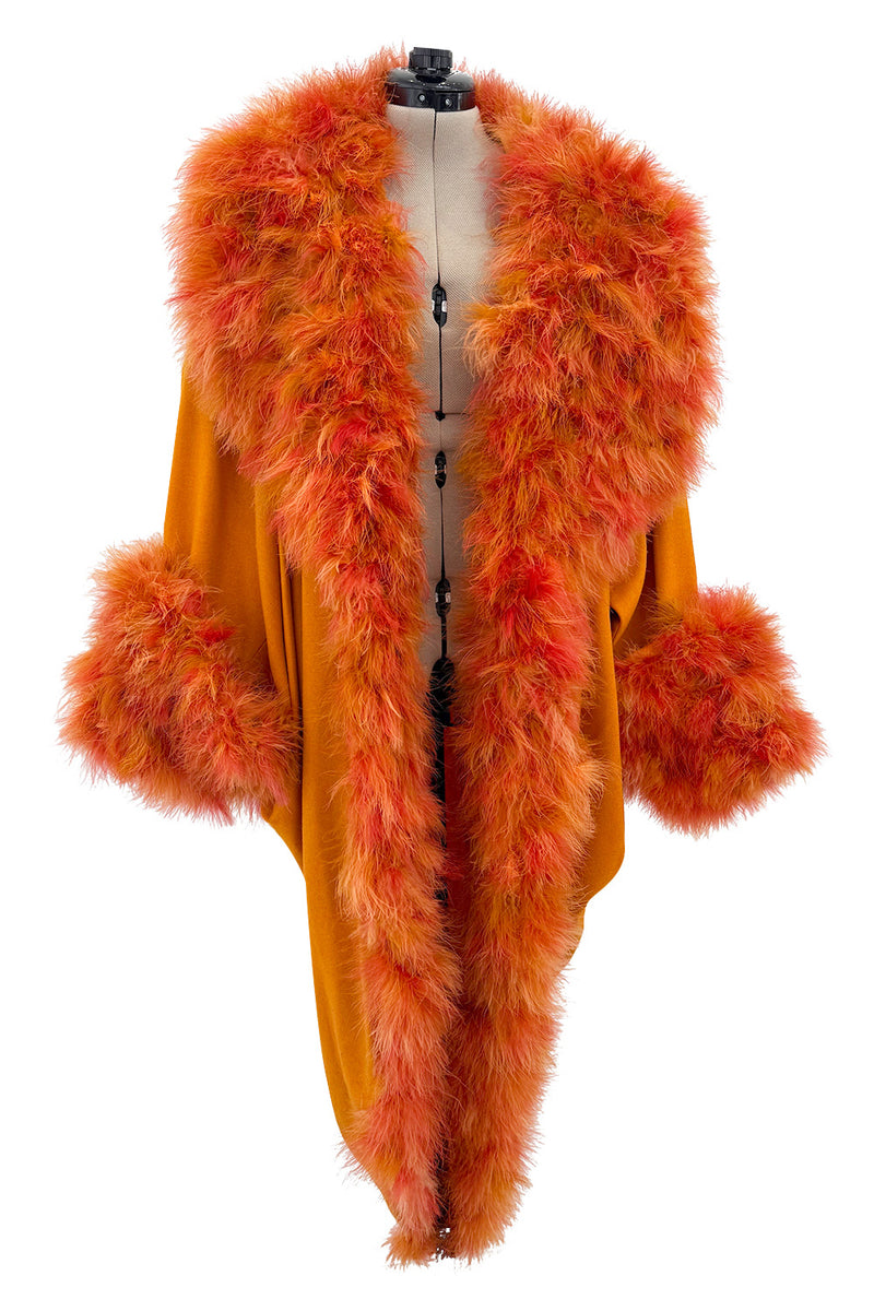 Extraordinary Fall 1985 Jean Patou Haute Couture by Christian Lacroix Feather Trim Cocoon Coat