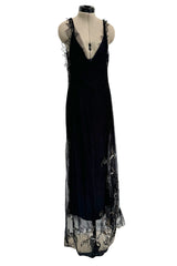 Incredible Fall 2006 Christian Dior by John Galliano Black Silk & Silk Net Dress W Beaded Detailing