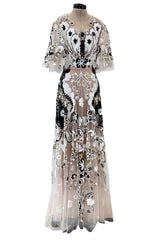 Resort 2021 Valentino by Pierpaolo Piccioli Gold, White & Black Sequin and Net Dress