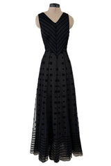 Fabulous Fall 1995 Karl Lagerfeld Runway Black Net Dress w Velvet Detailing