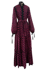 Late 1960s-70s Christian Dior by Marc Bohan Floral Print Cotton Smock Dress