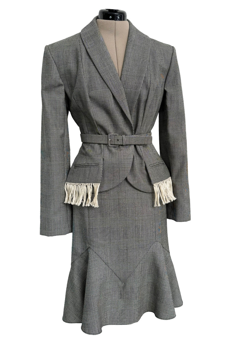 Incredible Fall 1999 Christian Dior by John Galliano Jacket & Skirt Suit Set w Fringe Detailing