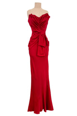 Important Spring 2008 Christian Dior by John Galliano Runway Look 53 Red Silk Strapless Dress