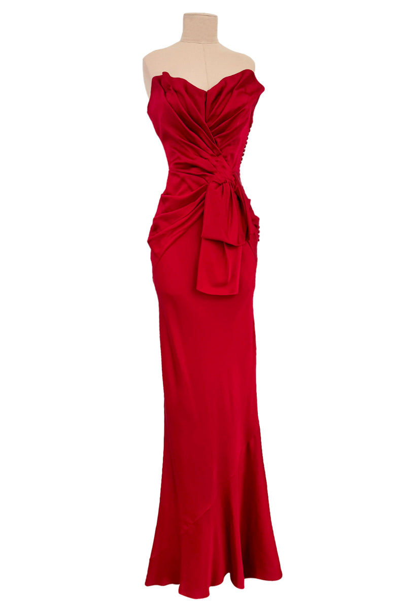 Important Spring 2008 Christian Dior by John Galliano Runway Look 53 Red Silk Strapless Dress