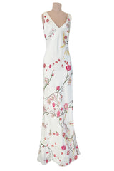 Romantic Spring 2007 Alexander McQueen Stunning Bias Cut Floral Silk Dress w Low Open Back