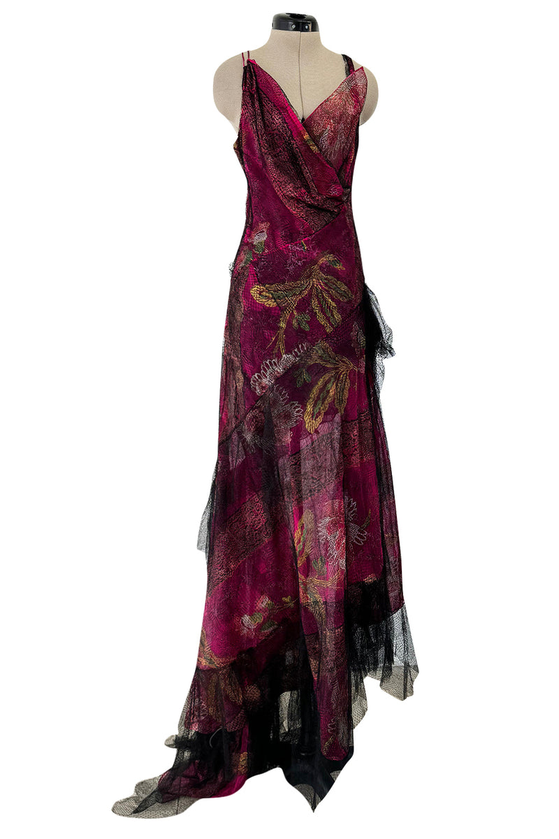 Spring 2001 Christian Lacroix Lace, Silk Chiffon & Net Floral Dress