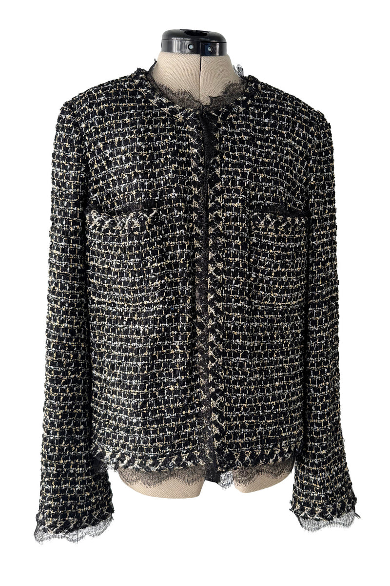 Stunning 2010 Chanel by Karl Lagerfeld Metallic Thread Jacket w Gripoix Buttons