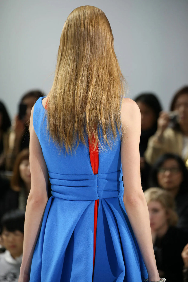 Important Fall 2014 Christian Dior 'City Lights' by Raf Simons Look 21 Brilliant Blue & Orange Dress