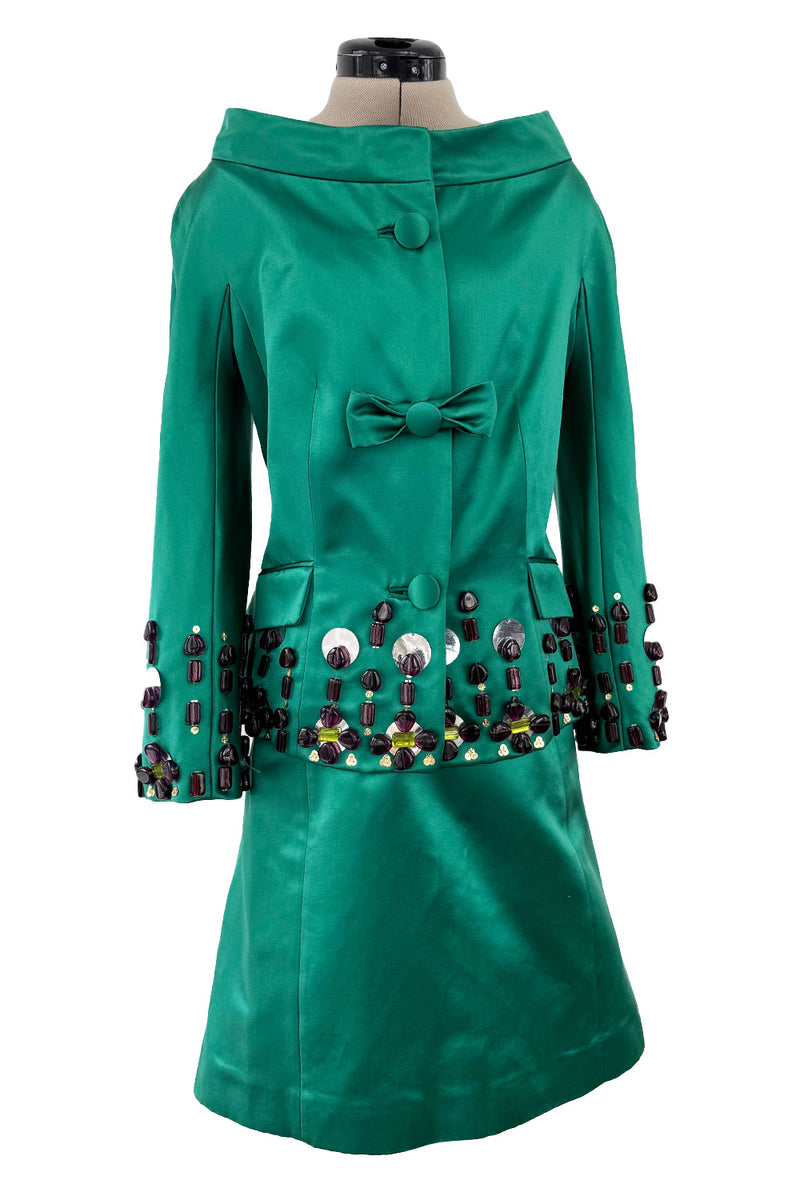 Fall 2008 Christian Dior by John Galliano Runway Look 37 Emerald Green Suit