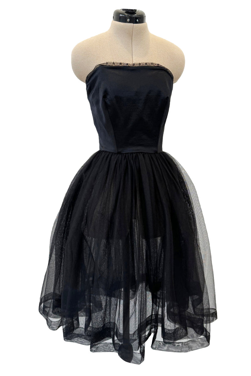 Stupendous c. Fall 1991 Chanel by Karl Lagerfeld Strapless Mini Dress w Full Net Skirt