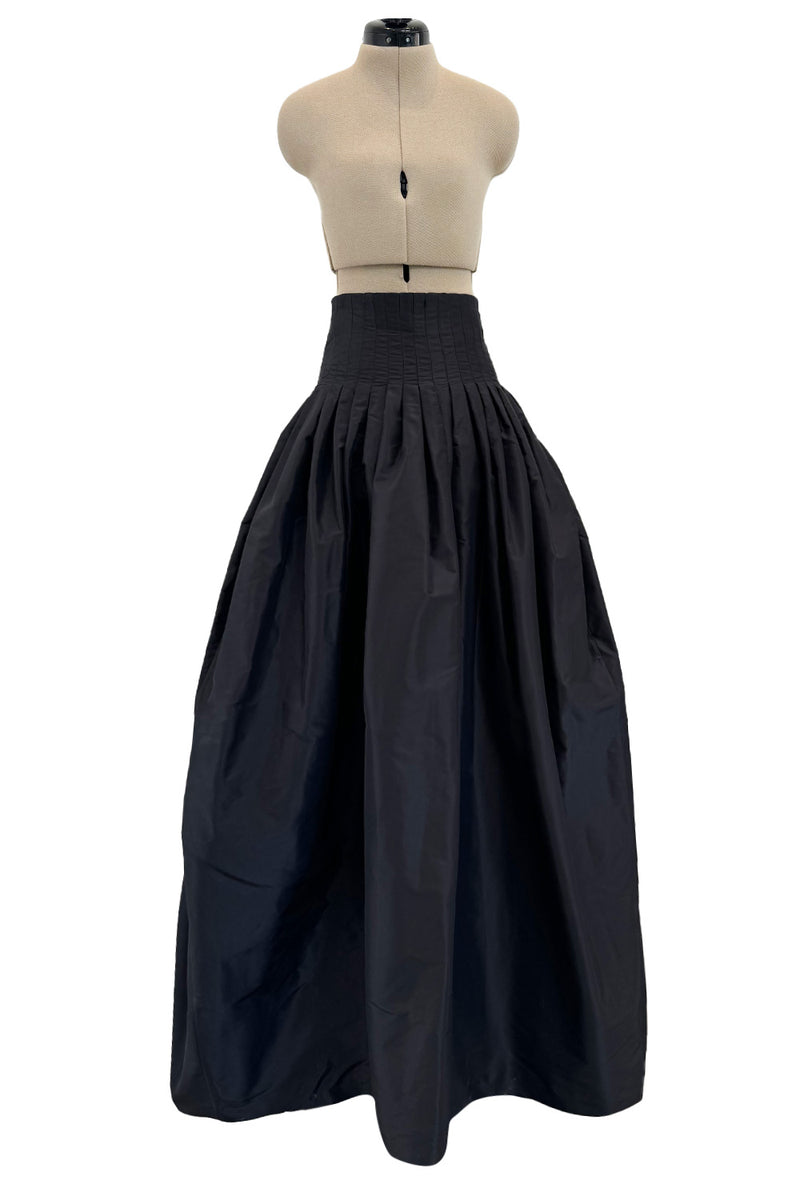 Beautiful 2006 Yves Saint Laurent by Stefano Pilati Silk Black Taffeta Skirt w Corseted Waist