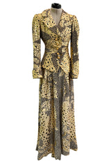 Amazing Fall 1992 Yves Saint Laurent Gold Leopard Print Extra Wide Pant & Jacket Suit Set