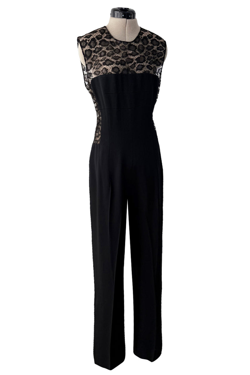 Fabulous 2014 Alexander McQueen by Sarah Burton Metallic Lace & Silk Jumpsuit