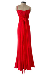 Gorgeous Spring 2003 Valentino Look 64 Red Silk Dress w Silk Chiffon Ties