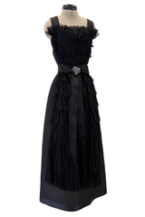 Exceptional Pre-Fall 2015 Chanel by Karl Lagerfeld Runway Look 83 Black Silk & Lace Metiers d'Art Dress