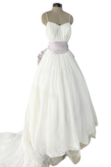 Exceptional 1999 Christian Dior 1947 Inspired Backless Net Wedding Dress w Flowers