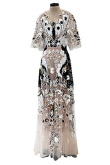 Resort 2021 Valentino by Pierpaolo Piccioli Gold, White & Black Sequin and Net Dress