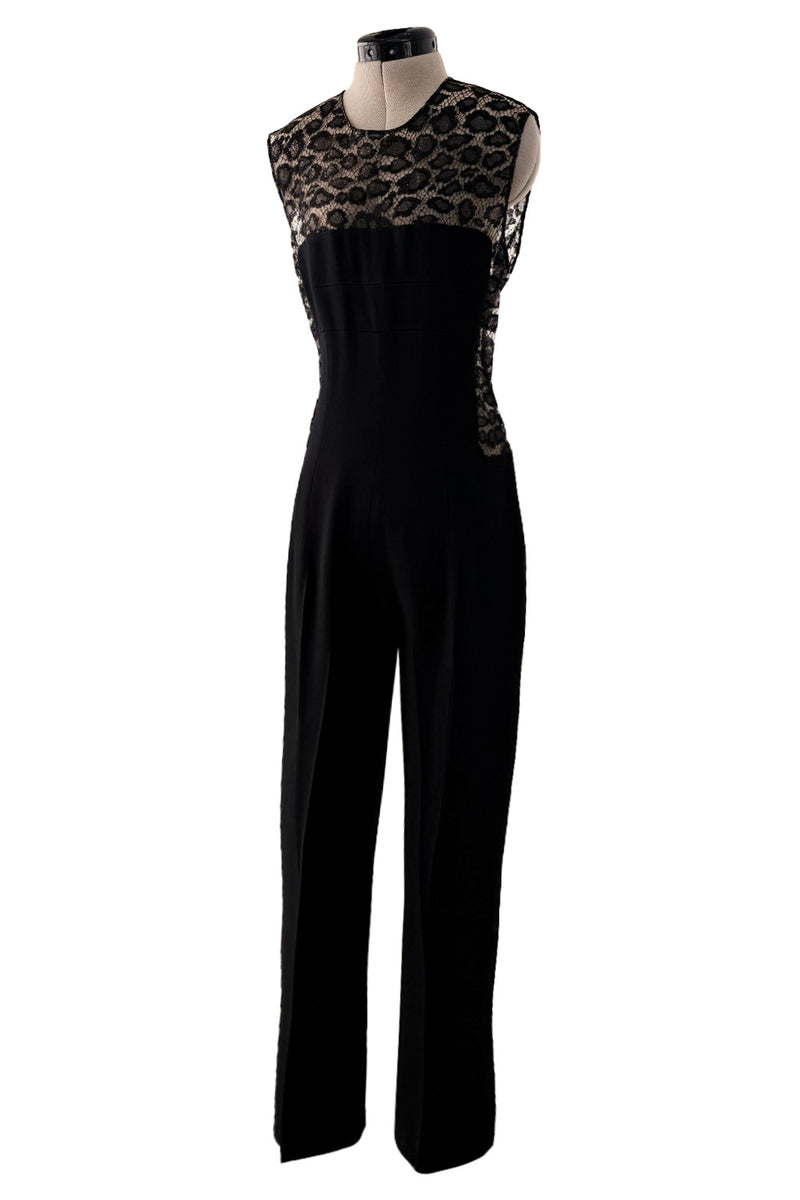 Fabulous 2014 Alexander McQueen by Sarah Burton Metallic Lace & Silk Jumpsuit