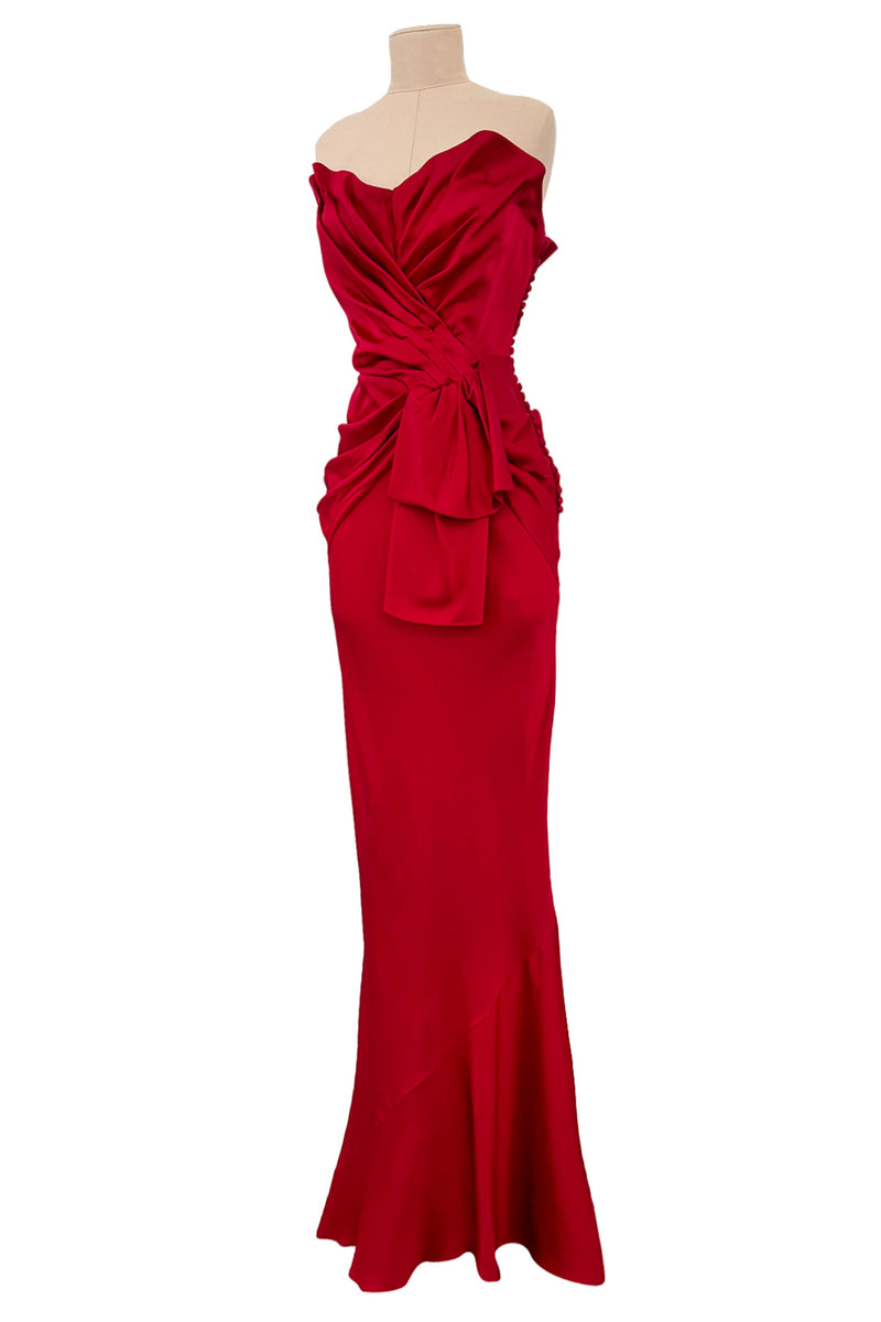 Spring 2008 Christian Dior by John Galliano Runway Look 53 Red Silk Strapless Dress