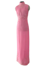 Exceptional Spring 1997 Chanel by Karl Lagerfeld Runway Pink Velvet Sequin Dress