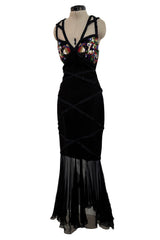 Spectacular Spring 1993 Karl Lagerfeld Runway Black Dress w Extensive Beading