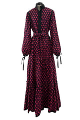 Late 1960s-70s Christian Dior by Marc Bohan Floral Print Cotton Smock Dress