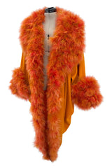 Extraordinary Fall 1985 Jean Patou Haute Couture by Christian Lacroix Feather Trim Cocoon Coat