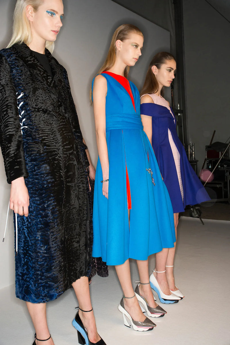 Important Fall 2014 Christian Dior 'City Lights' by Raf Simons Look 21 Brilliant Blue & Orange Dress