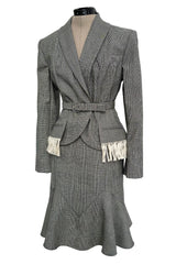 Incredible Fall 1999 Christian Dior by John Galliano Jacket & Skirt Suit Set w Fringe Detailing