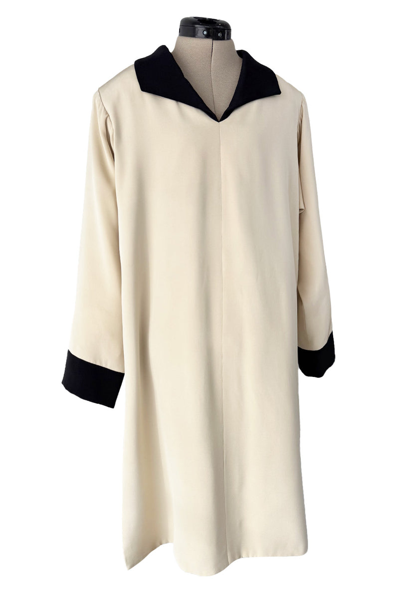 Spring 1982 Yves Saint Laurent Haute Couture 'Indian Collection' Ivory & Black Tunic/Dress