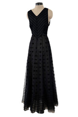 Fabulous Fall 1995 Karl Lagerfeld Runway Black Net Dress w Velvet Detailing