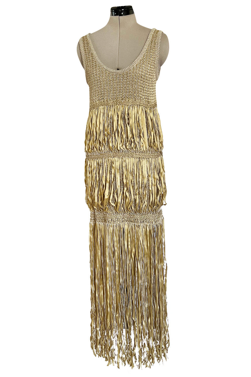 Dreamiest Cruise 2011 Chanel by Karl Lagerfeld Gold Ribbon & Metallic Gold Cord Knit Dress