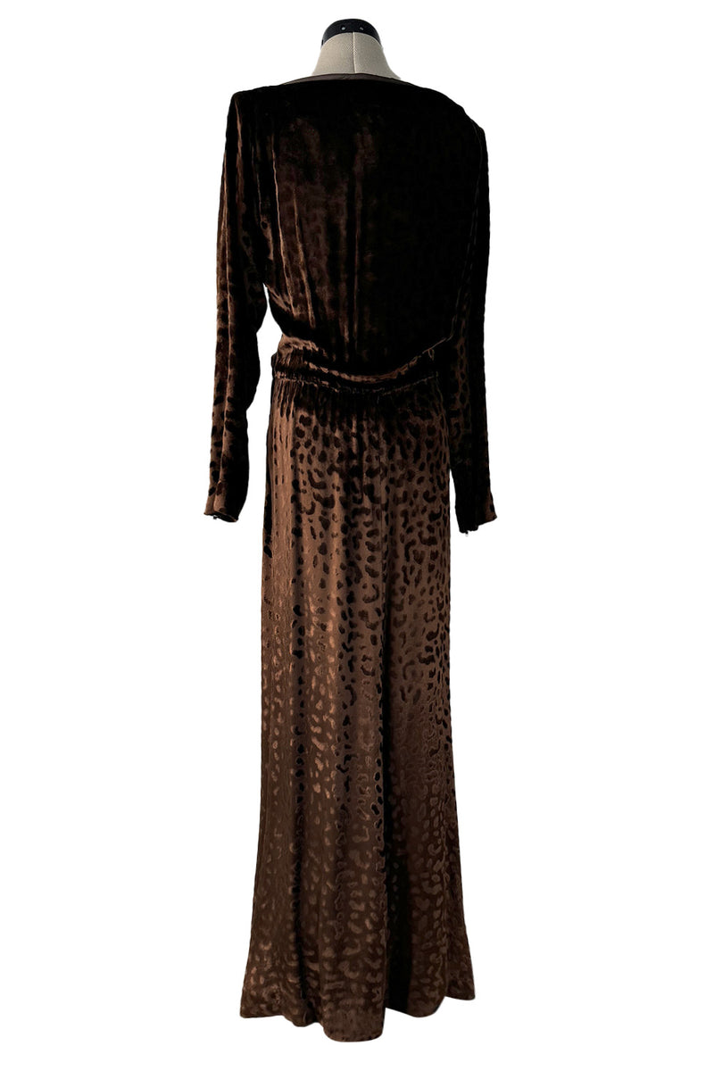 Gorgeous Fall 1986 Yves Saint Laurent Runway Plunge Silk Velvet Leopard Dress