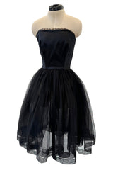 Stupendous c. Fall 1991 Chanel by Karl Lagerfeld Strapless Mini Dress w Full Net Skirt