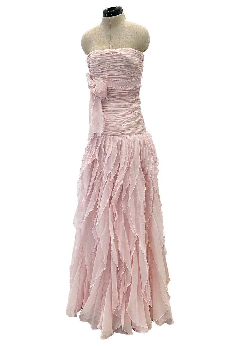 Spring 2007 Valentino Runway Look 57 Runway Pale Pink Silk Chiffon Ruffle Dress