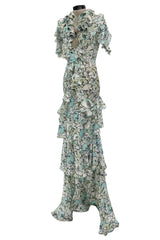 Spring 2006 Roberto Cavalli Runway Look 36 Silk Chiffon Floral Print Dress w Daring Plunges