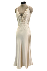 Gorgeous Fall 2000 Prada Backless  Ivory Bias Cut Silk Dress w Front Gathering Detail