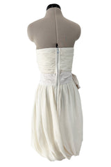 Fall 2006 Chloe Ivory Dress Silk Chiffon Strapless Dress w Sash Waist Detail