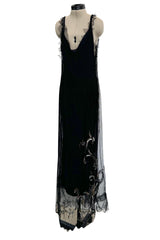 Incredible Fall 2006 Christian Dior by John Galliano Black Silk & Silk Net Dress W Beaded Detailing