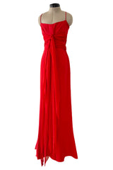 Gorgeous Spring 2003 Valentino Look 64 Red Silk Dress w Silk Chiffon Ties