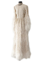 Extraordinary Spring 2020 Valentino by Pierpaolo Piccioli Ivory Silk Beaded Feather Dress