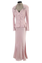 Spring 2008 Christian Dior by John Galliano Runway Look 33 Pale Pink Jacket & Bias Cut Skirt Suit Set