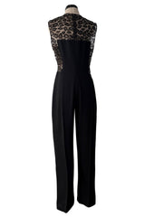 Fabulous 2014 Alexander McQueen by Sarah Burton Metallic Lace & Silk Jumpsuit