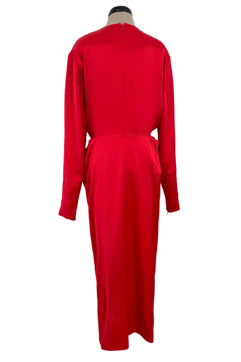 Pre-Fall 2017 Celine by Phoebe Philo Red Silk Dress w Front Knotted Detail