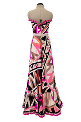 Rare Spring 1969 Emilio Pucci Documented Pink Silk Print Jumpsuit w Extra Wide Legs