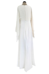 Amazing 2018 Givenchy by Clare Waight Keller White & Ivory Dress w Bead Edged Angel Sleeves